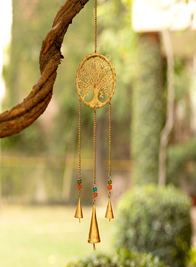 DULI دلاية جدارية معدنية على شكل جرس رياح من دولي، فنغ شوي، فن جداري، ديكور جداري، طاقة إيجابية، معلقات جدارية ريفية، فن جداري، ديكور ديوالي، أجراس معلقة لتزيين المنزل (معدن - شجرة الحياة الصغيرة) - Image 1